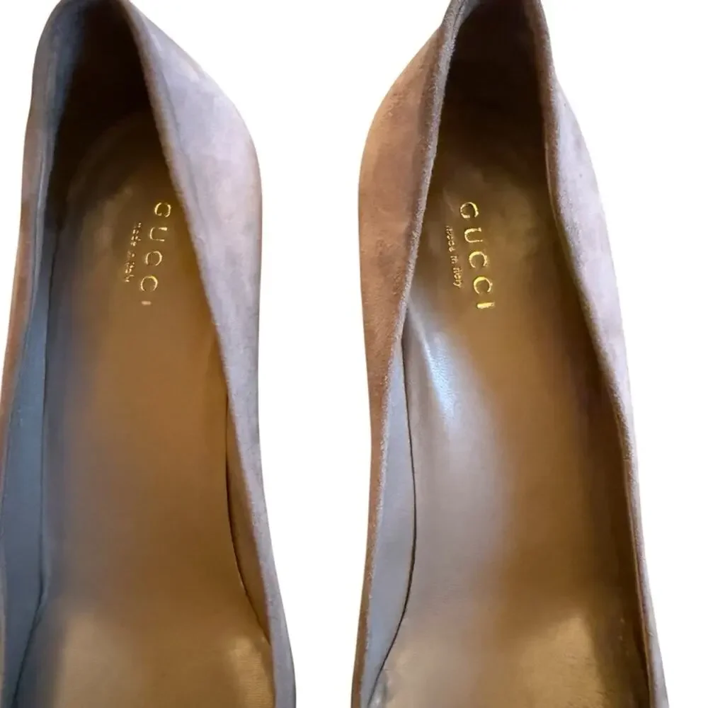 Gucci Grey (fume)  Suede Square Toe Platform High Heel  Pumps EU 37/US 7
